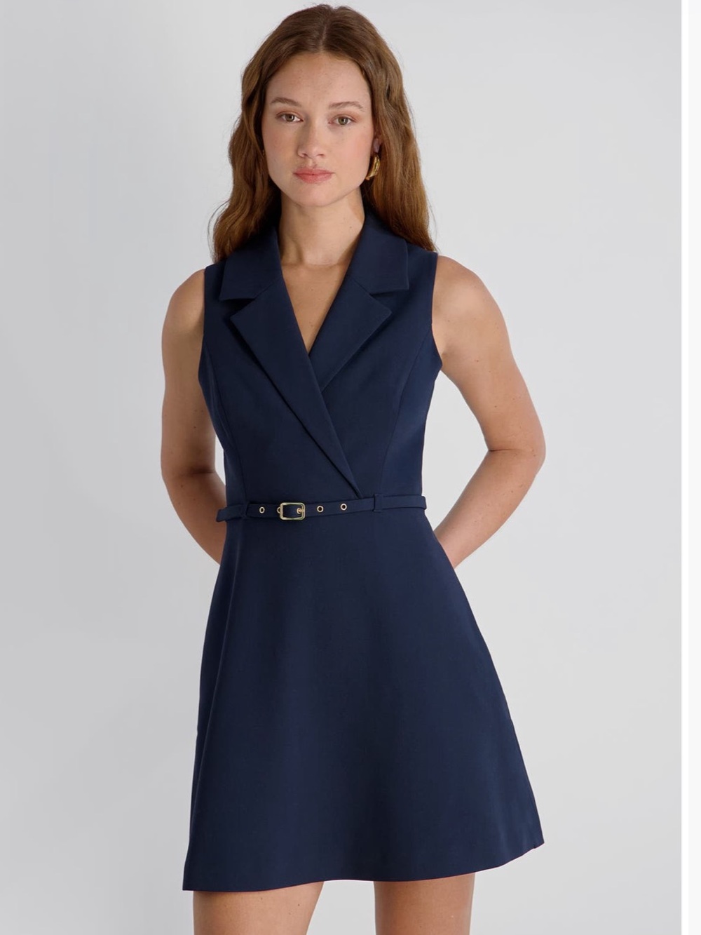 NWOT French Connection Azra Belted Sleeveless Twill Minidress